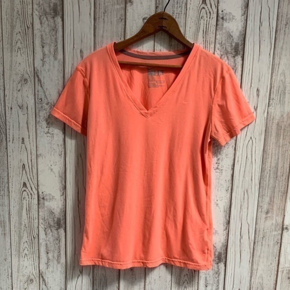 Nike v neck workout top, orange size medium
